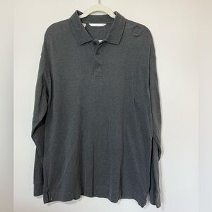 Cutter and Buck Gray Long Sleeve Cotton Polo Golf Shirt Size Men’s Large